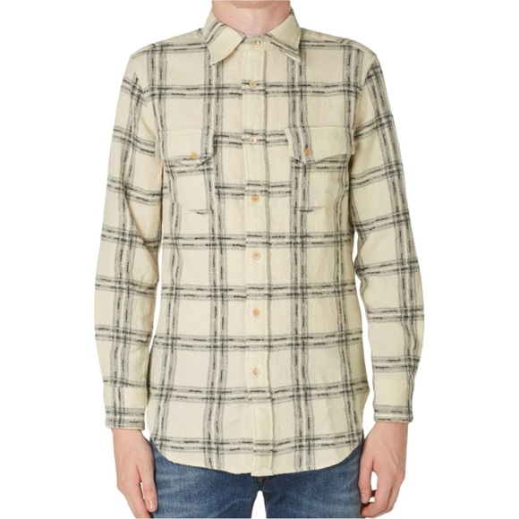 Rare LEVI'S Vintage Clothing Longhorn Shirt 100% Wool Made In Italy Plaid Small - Picture 1 of 16